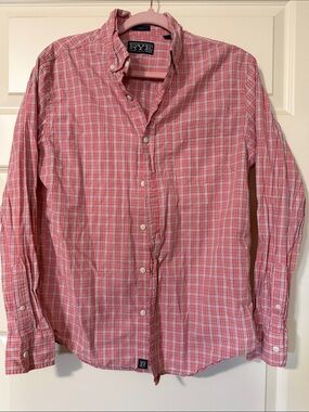 Rye Men's Coral Pink Plaid Button-Down Shirt